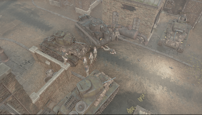 Chars et infanterie de la Division du Rhin dans une ville en ruine, sur Foxhole