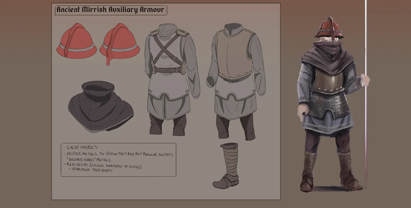 Planche de conception d'une armure d'Auxiliary