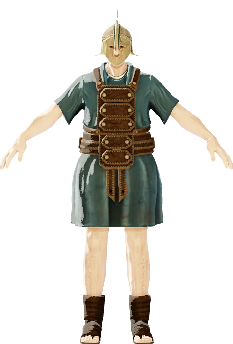 Crude Chest Armour, Crude Helmet, Crude Leg Armour du Remnant, rendu du modèle du jeu