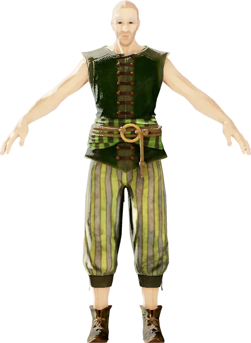 Common Garment et Common Bottoms des Pagans, rendu du modèle du jeu