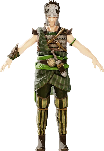 Reinforced Chest Armour, Reinforced Helmet, Reinforced Leg Armour des Pagans, rendu du modèle du jeu