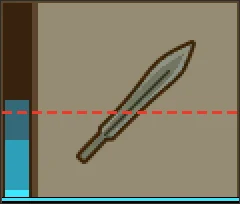 Icône de Bronze Sword Blade et sa barre de chaleur : meilleure chaleur de frappe à 45 %, chaleur de trempe à 1 %