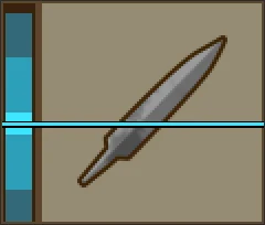 Icône de Iron Sword Blade et sa barre de chaleur : meilleure chaleur de frappe à 45 %, chaleur de trempe à 45 %